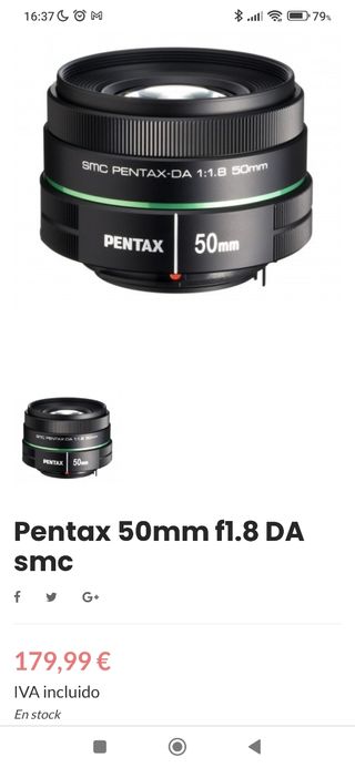 Objetivo Pentax 50mm SMC