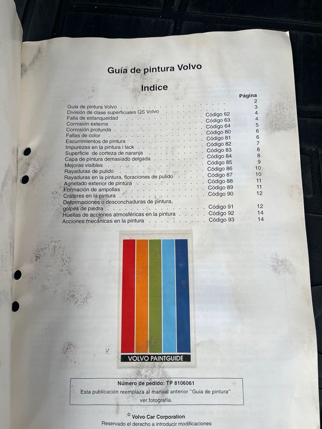 CATALOGO PINTURAS VOLVO 200,300, 400, 700, 800,900