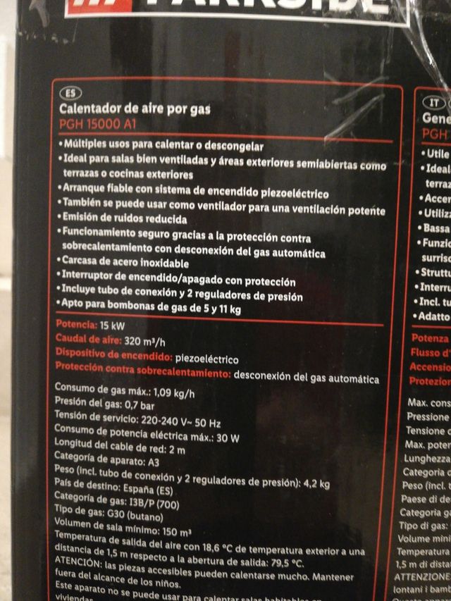 Calentador de aire por gas