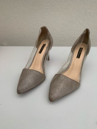 Zapato mujer gris tacón alto