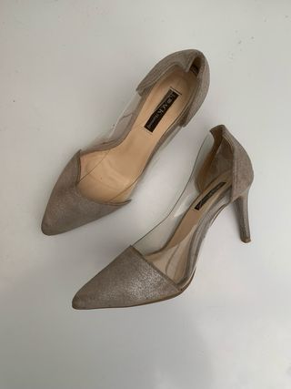 Zapato mujer gris tacón alto