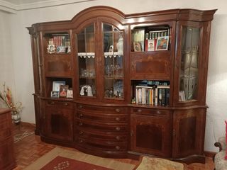 Armario librería vitrina salón madera maciza.