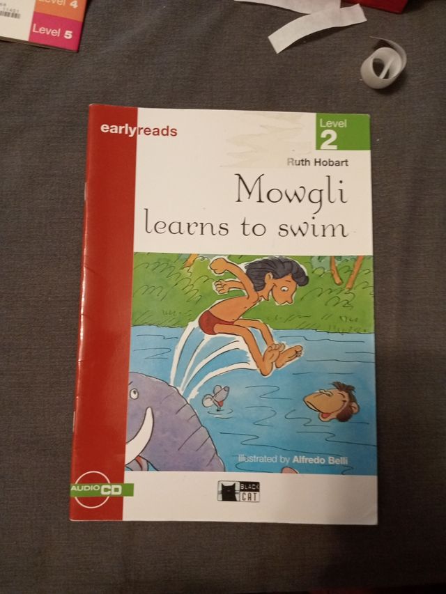 Mowgli learns to swim