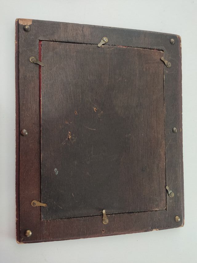 VECCHIA FOTOGRAFIA DEL 1917 - CORNICE IN PELLE GOFFRATA