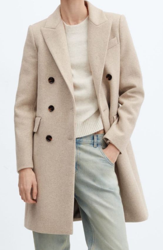 Abrigo lana gris claro/pastel