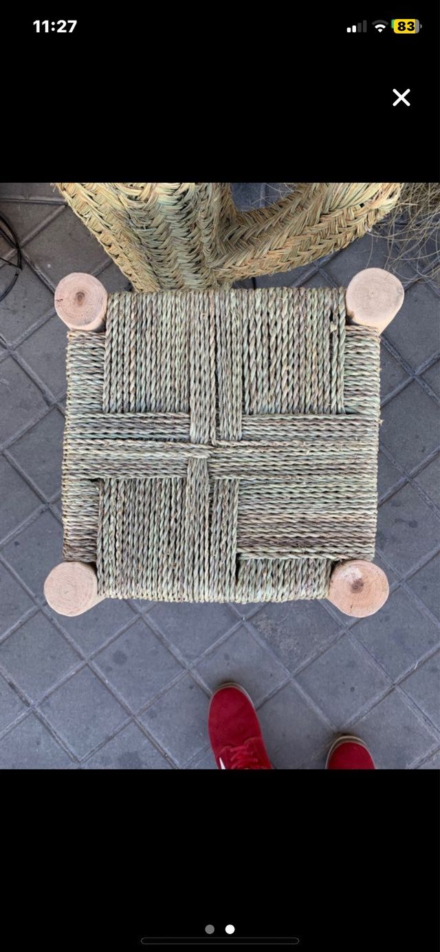2 Silla/taburete de esparto/mimbre 50cm