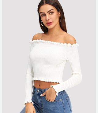 Top camiseta manga larga blanco shein