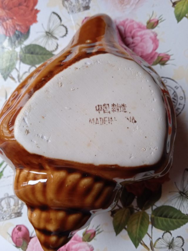 CHINA AÑOS 60 CONCHA CARACOLA NUMERADA PORCELANA