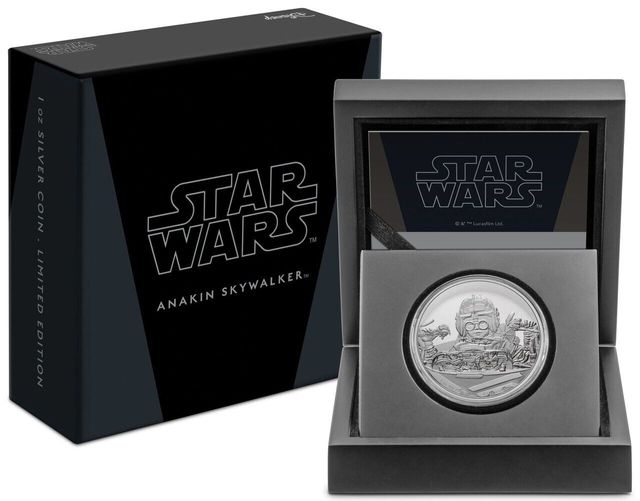 MONEDA STAR WARS 2 DOLAR NIUE PLATA SKYWALKER