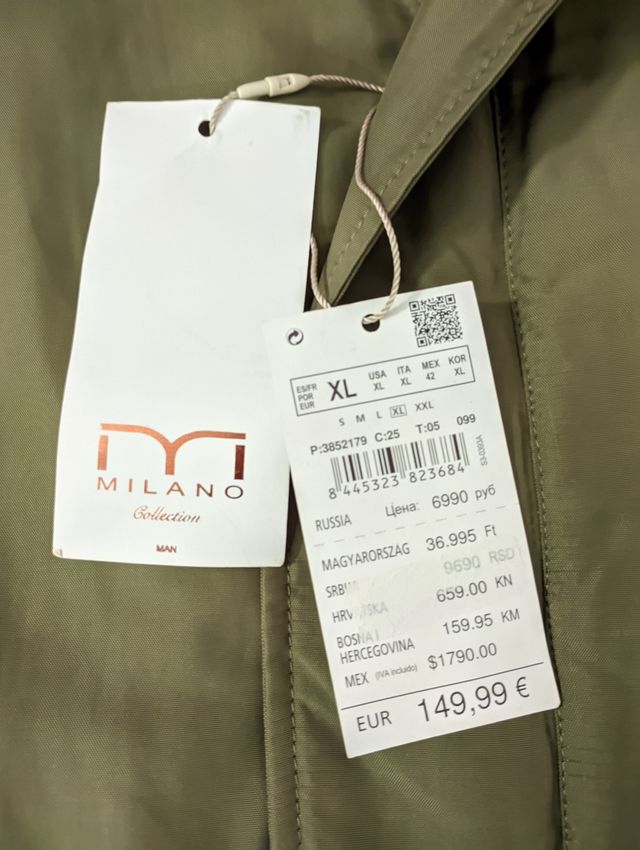 Abrigo NUEVO de hombre marca Milano.