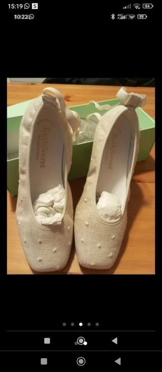Zapatos comunión manoletinas de lino 