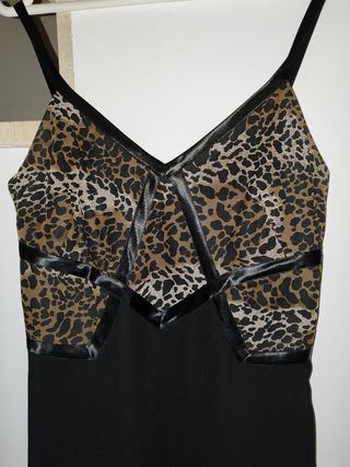 Vestido fiesta negro /leopardo.