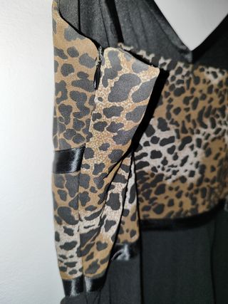Vestido fiesta negro /leopardo.