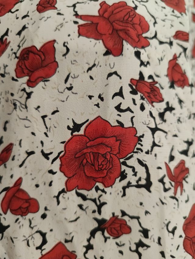 Camicia stampa rose rosse vintage 80s L