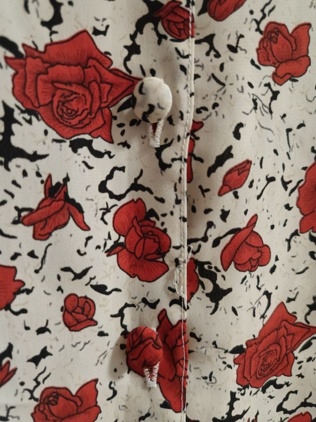 Camicia stampa rose rosse vintage 80s L