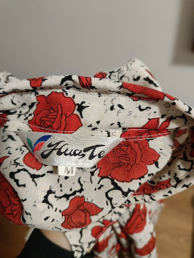 Camicia stampa rose rosse vintage 80s L