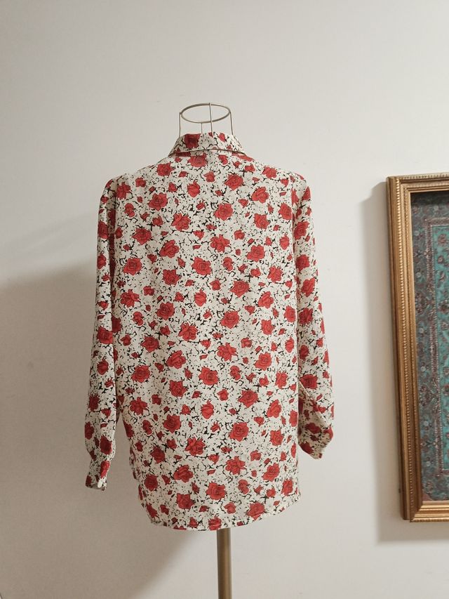 Camicia stampa rose rosse vintage 80s L