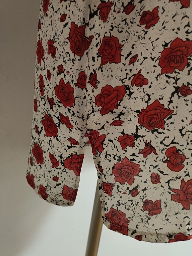 Camicia stampa rose rosse vintage 80s L