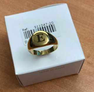 bonito Anillo sello bañado en oro comunion