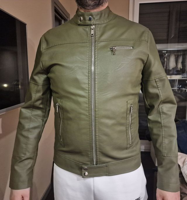 Giubbino stile biker similpelle uomo taglia L
