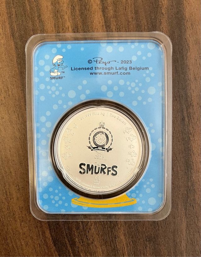 Moneda Plata Pitufos y Muñeco de Nieve Color 1oz