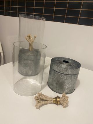 2 Faroles de cristal y laton de mecha.