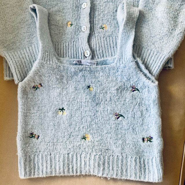 Cardigan y top azul bebé Zara M 38