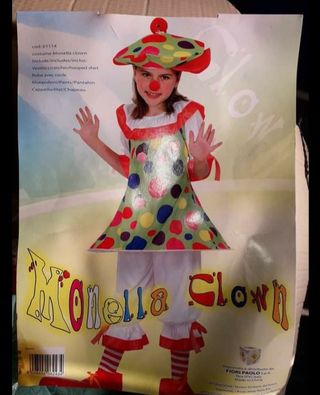 Costume vestito carnevale clown 5/7 anni
