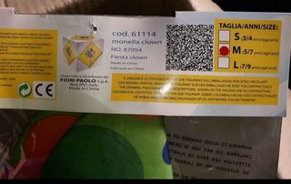 Costume vestito carnevale clown 5/7 anni