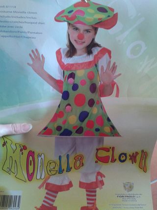 Costume vestito carnevale clown 5/7 anni