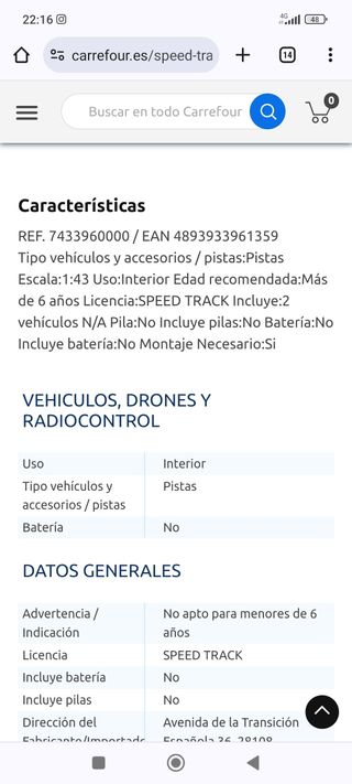 Pista de vehículos tipo Scalextric