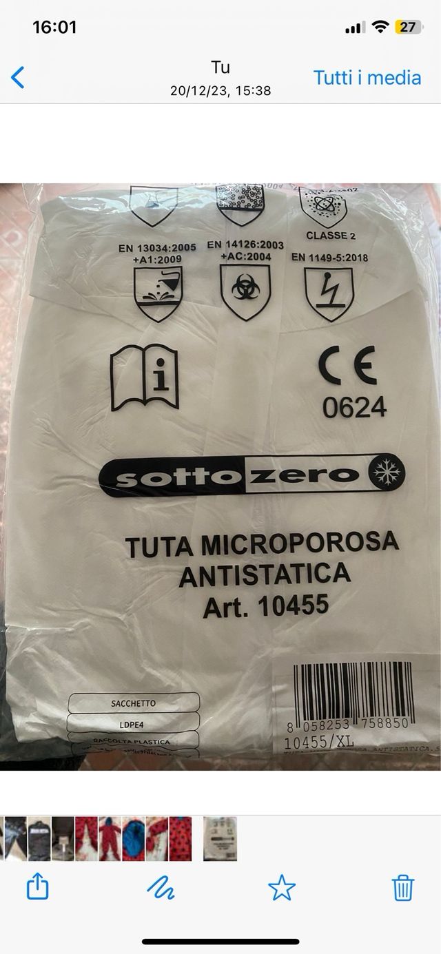 tuta da lavoro monouso