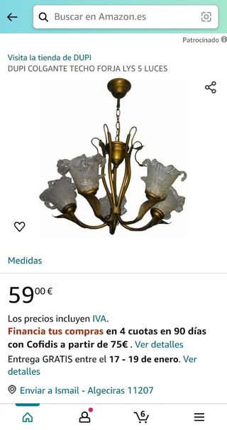 Lampara colgante techo