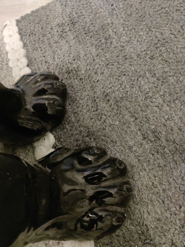 Statua Puma nero in ceramica 80x50.