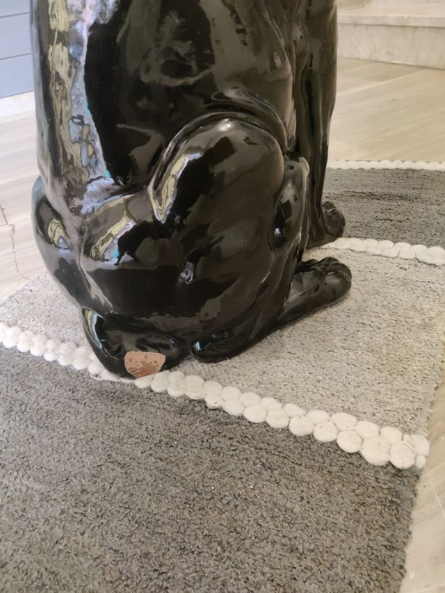 Statua Puma nero in ceramica 80x50.