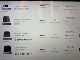 Neumaticos Michelin dispongo de 4 neúmaticos