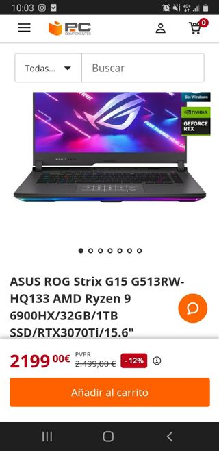 Portátil Gaming Asus ROG