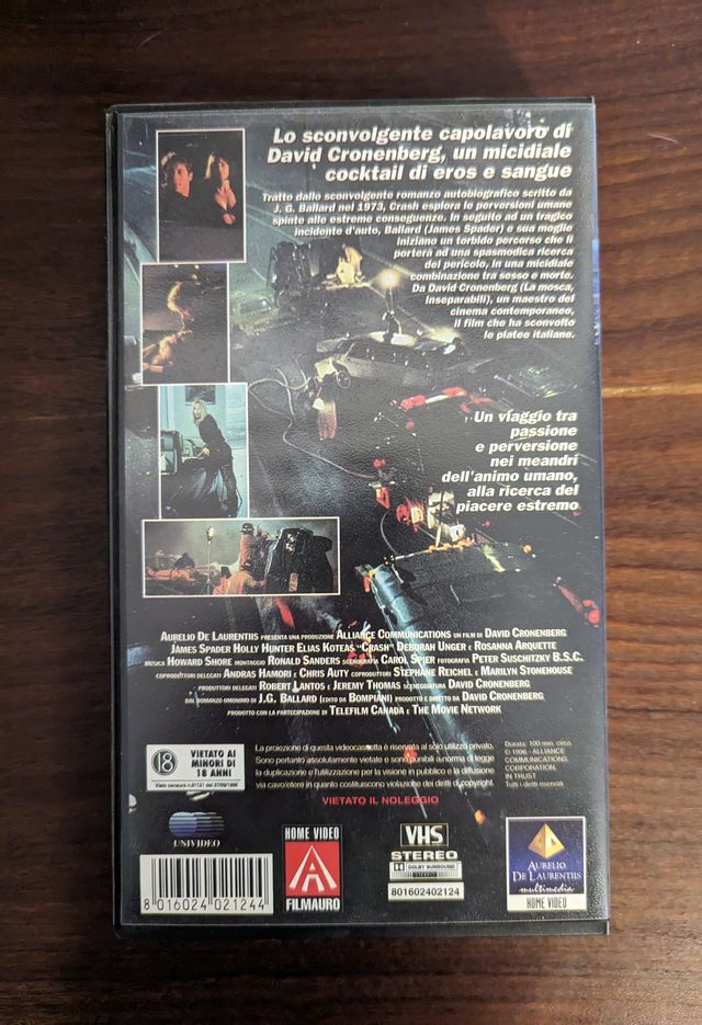 Crash di David Cronenberg 1996 VHS Italiano
