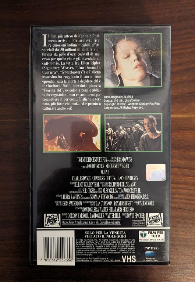 Alien 3 di David Fincher VHS Italiano