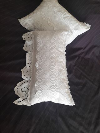 Dos cojines antiguas tiras bordadas.