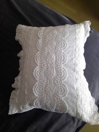 Dos cojines antiguas tiras bordadas.