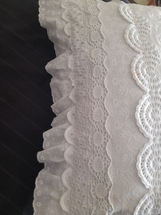 Dos cojines antiguas tiras bordadas.