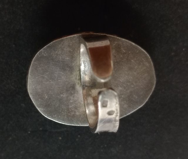 Anillo, sortija antiguo plata maciza y perla azul