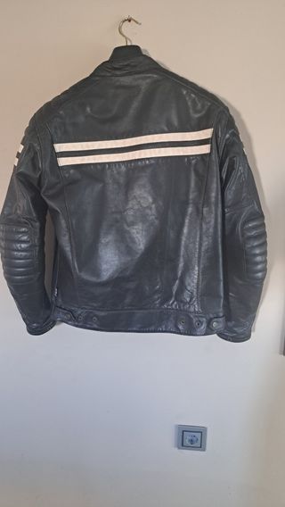 Cazadora moto segura Stripe Black white