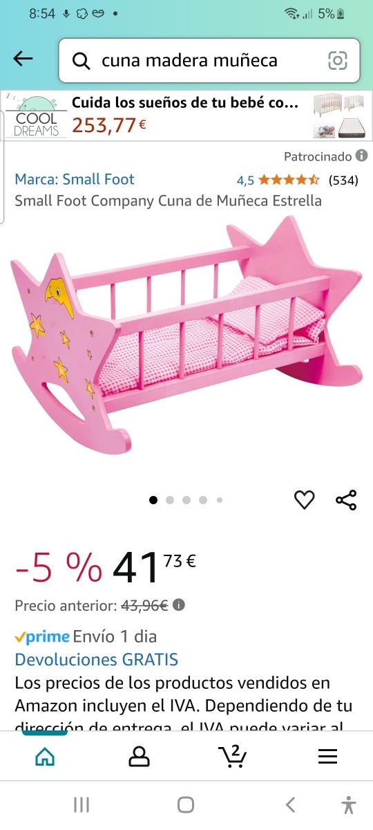 CUNA MUÑECAS MADERA