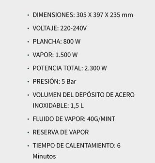 Vaporeta profesional central planchado