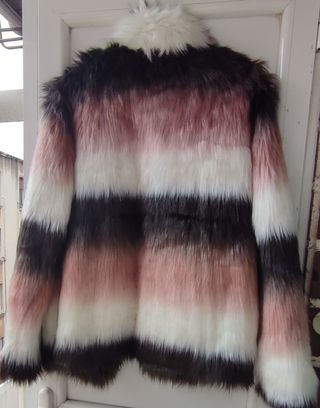 Chaqueton Mujer Talla L de pelo negro rosa blanco