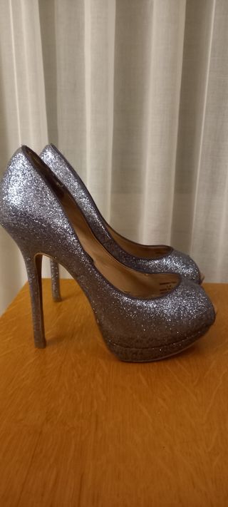 Zapatos purpurina plateados