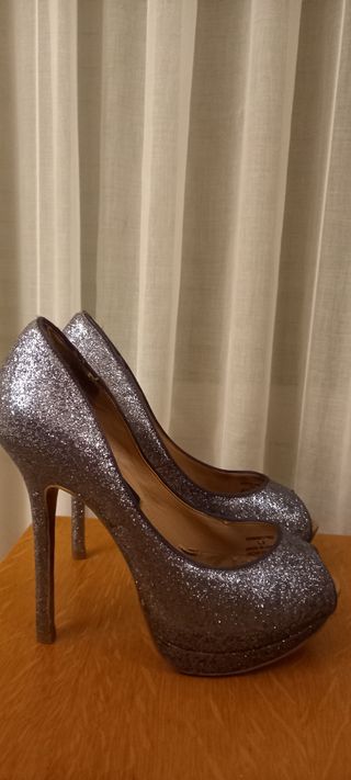 Zapatos purpurina plateados