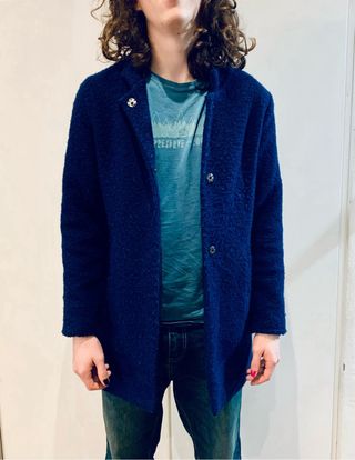 Cappotto Lana Blu tg.L Donna Uomo